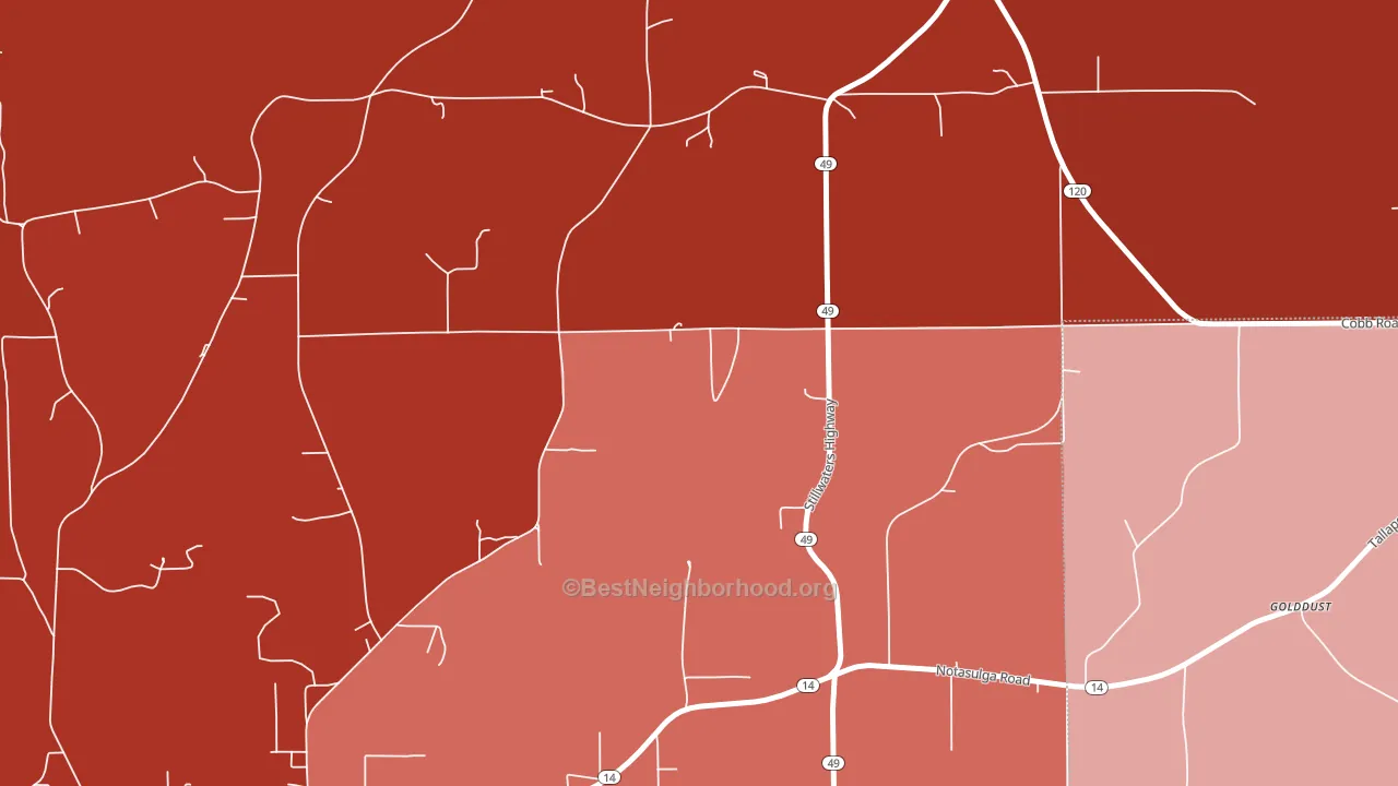 Reeltown, AL block-group political-lean map