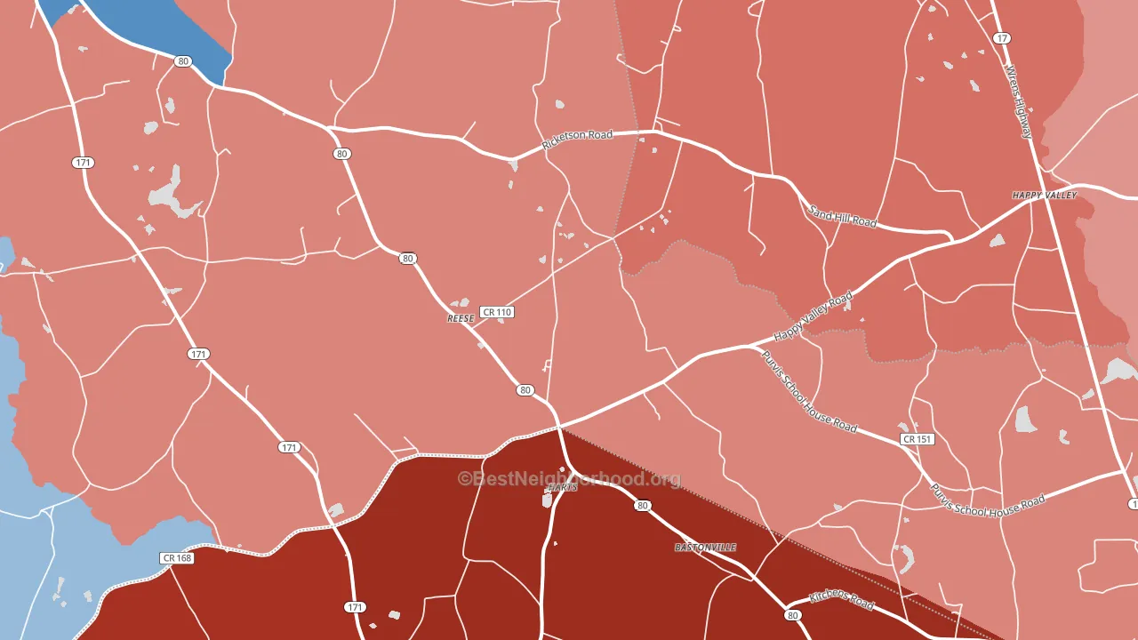 Reese, GA block-group political-lean map