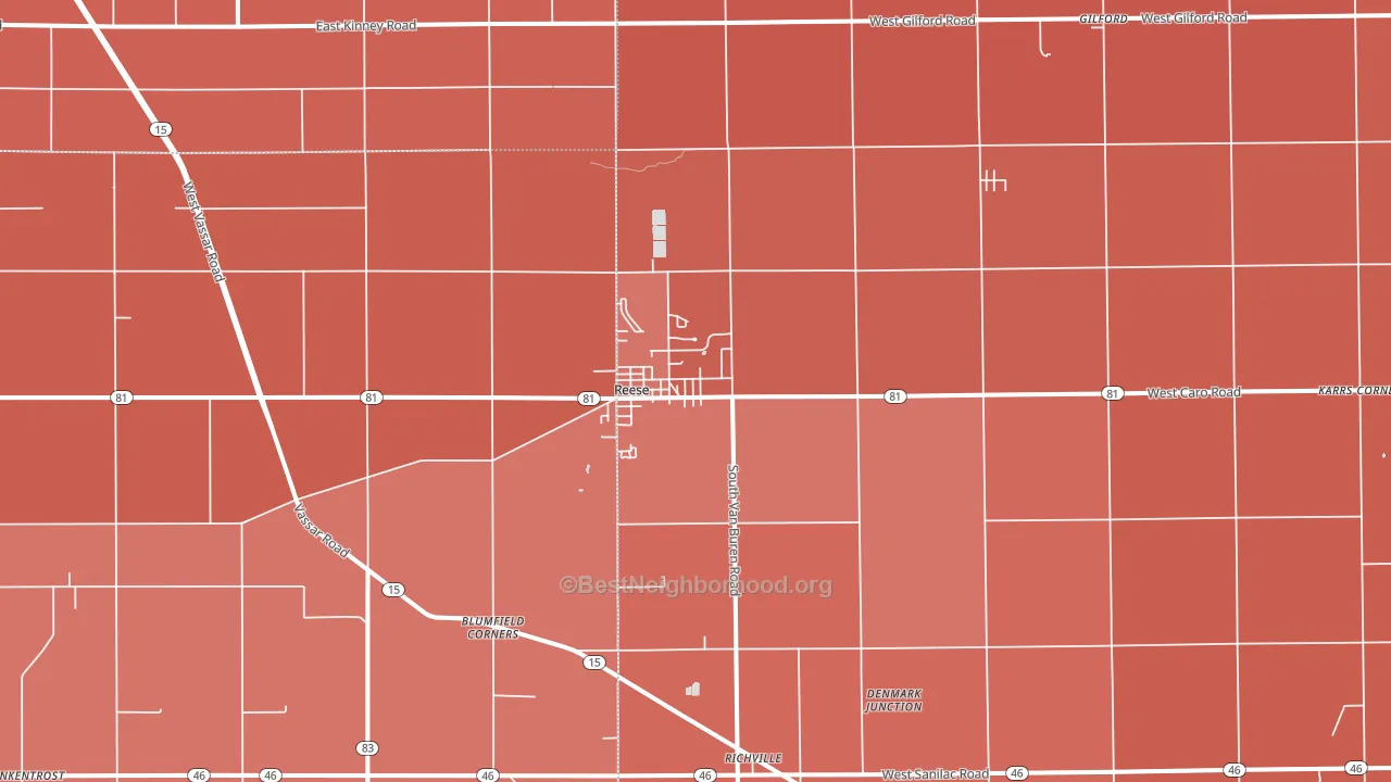Reese, MI block-group political-lean map