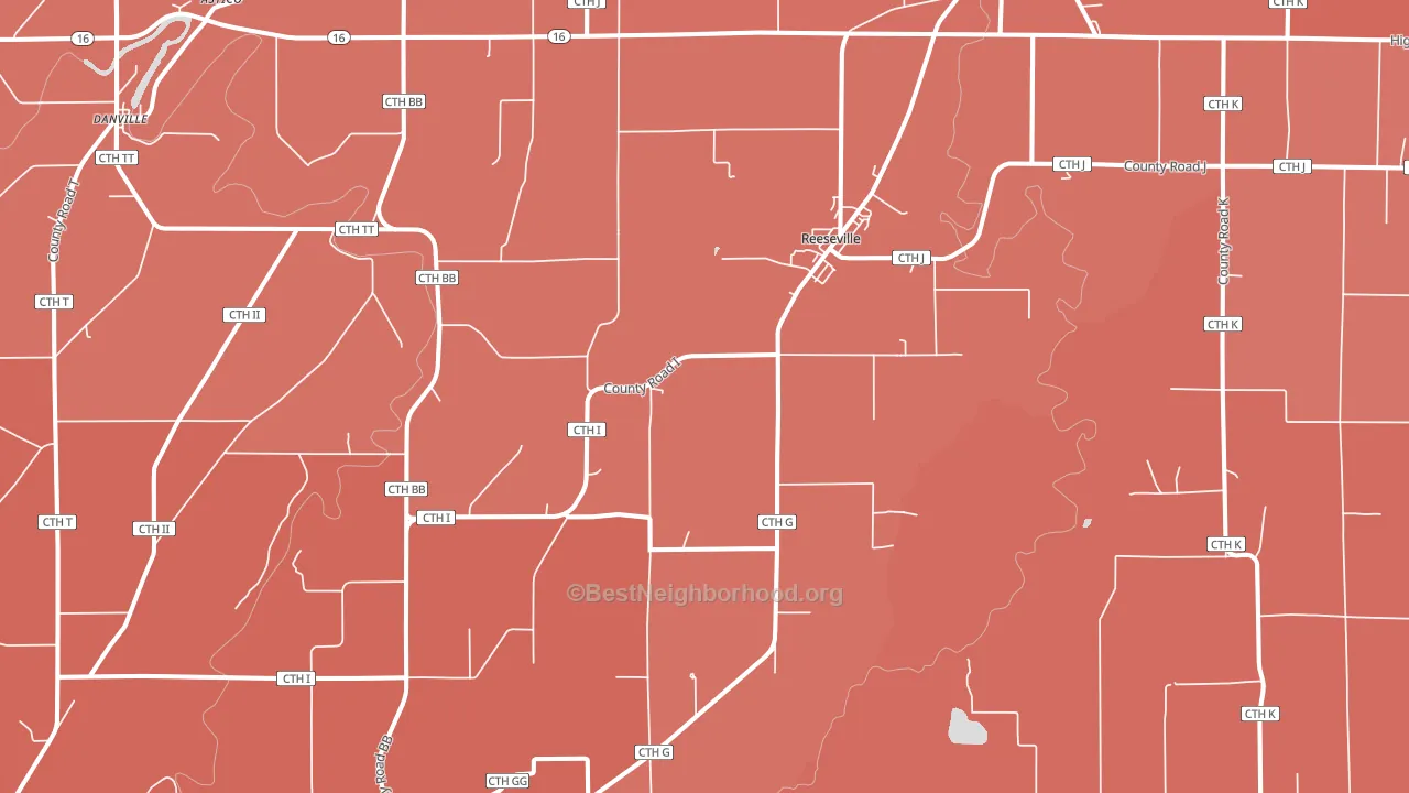 Reeseville, WI block-group political-lean map