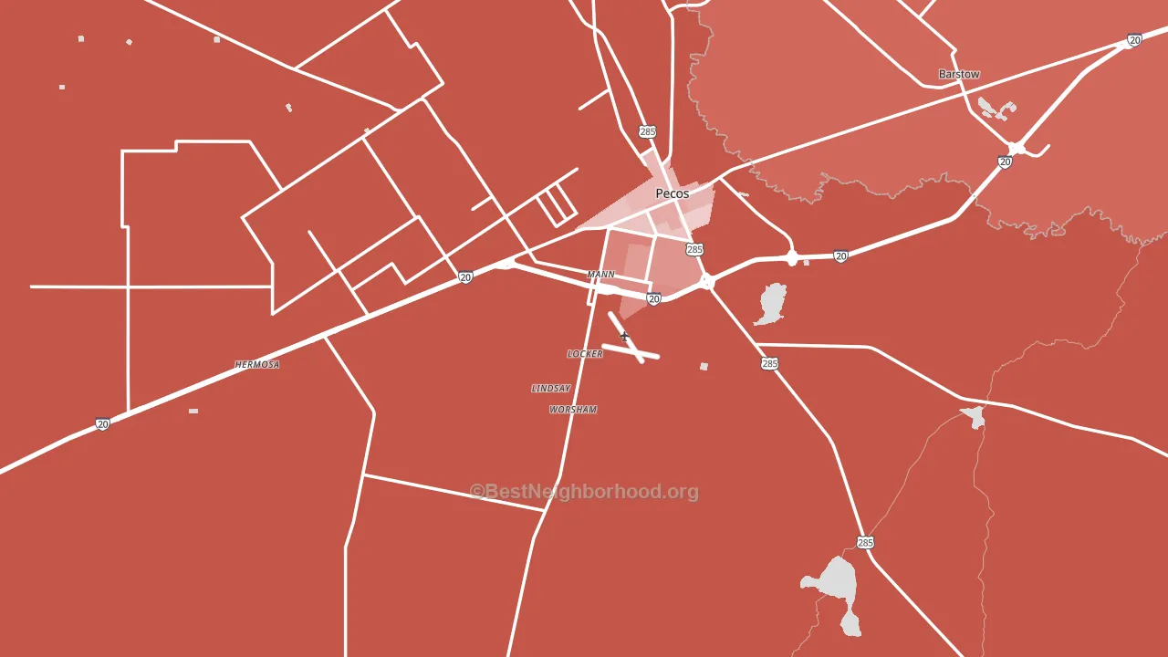 Reeves County, TX block-group political-lean map