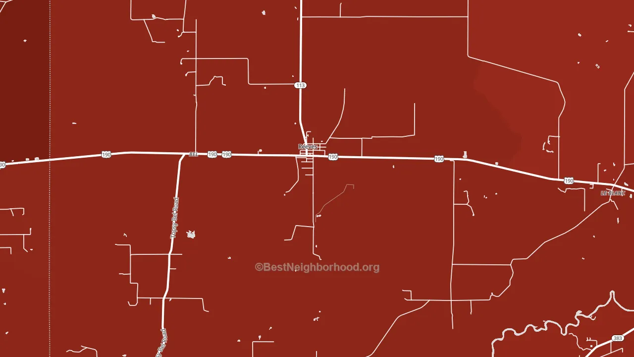 Reeves, LA block-group political-lean map