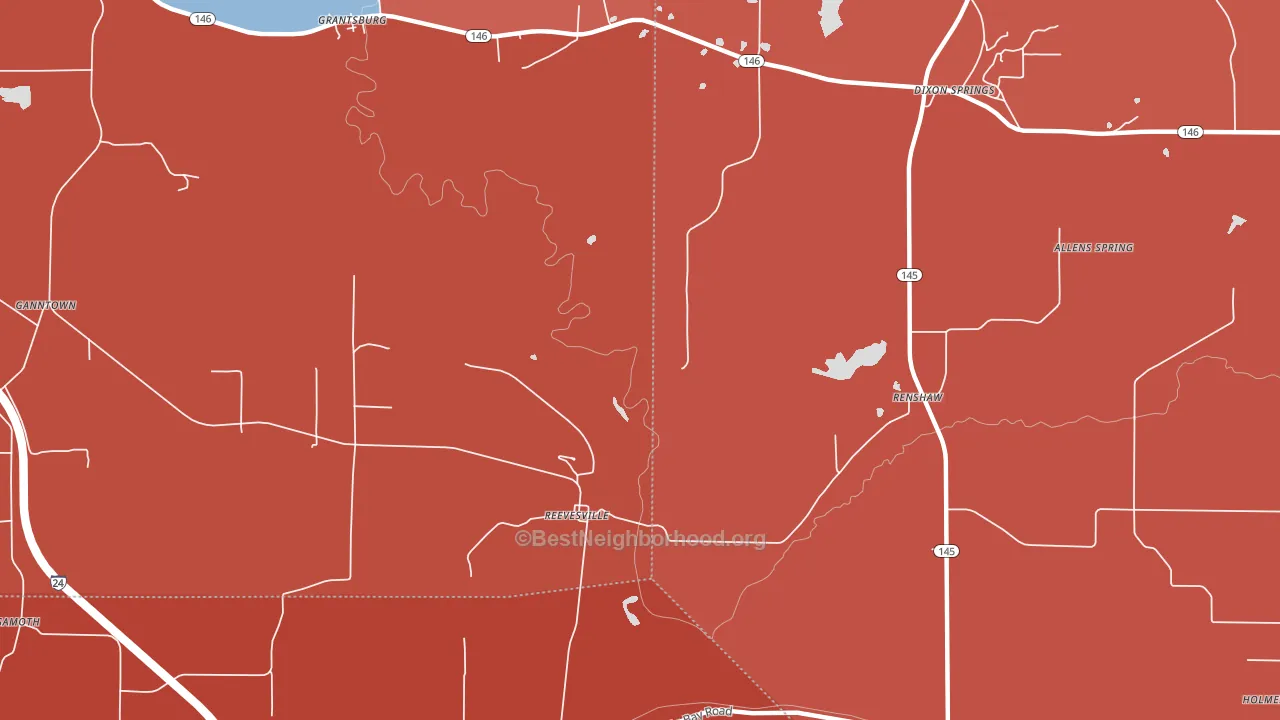 Reevesville, IL block-group political-lean map