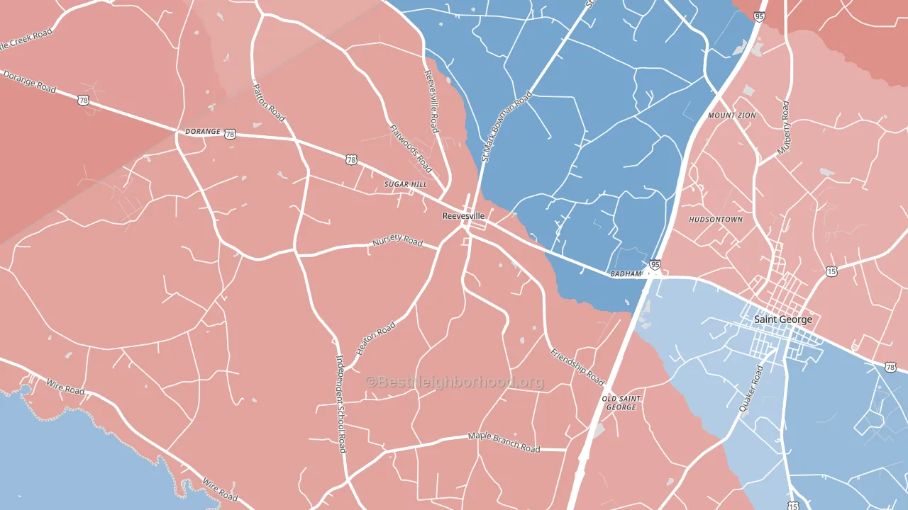 Reevesville, SC block-group political-lean map