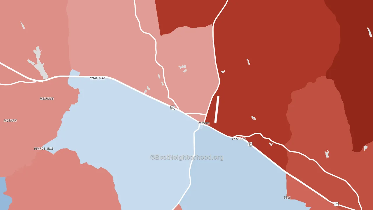 Reform, AL block-group political-lean map