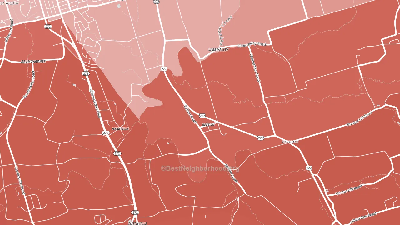 Refton, PA block-group political-lean map