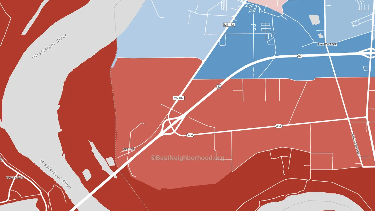 Refuge, MS block-group political-lean map
