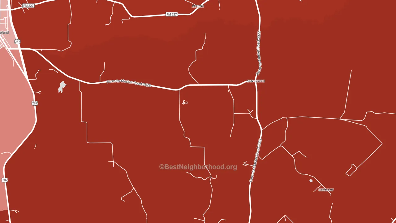Refuge, TX block-group political-lean map