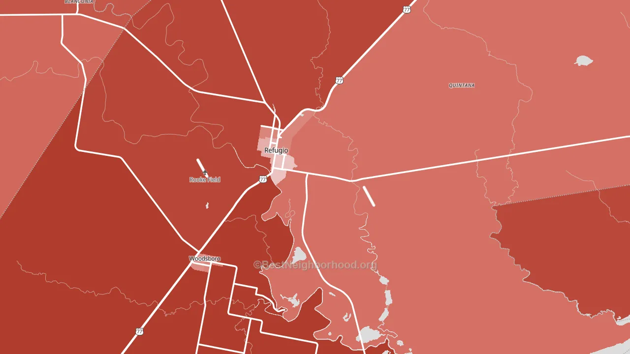 Refugio County, TX block-group political-lean map