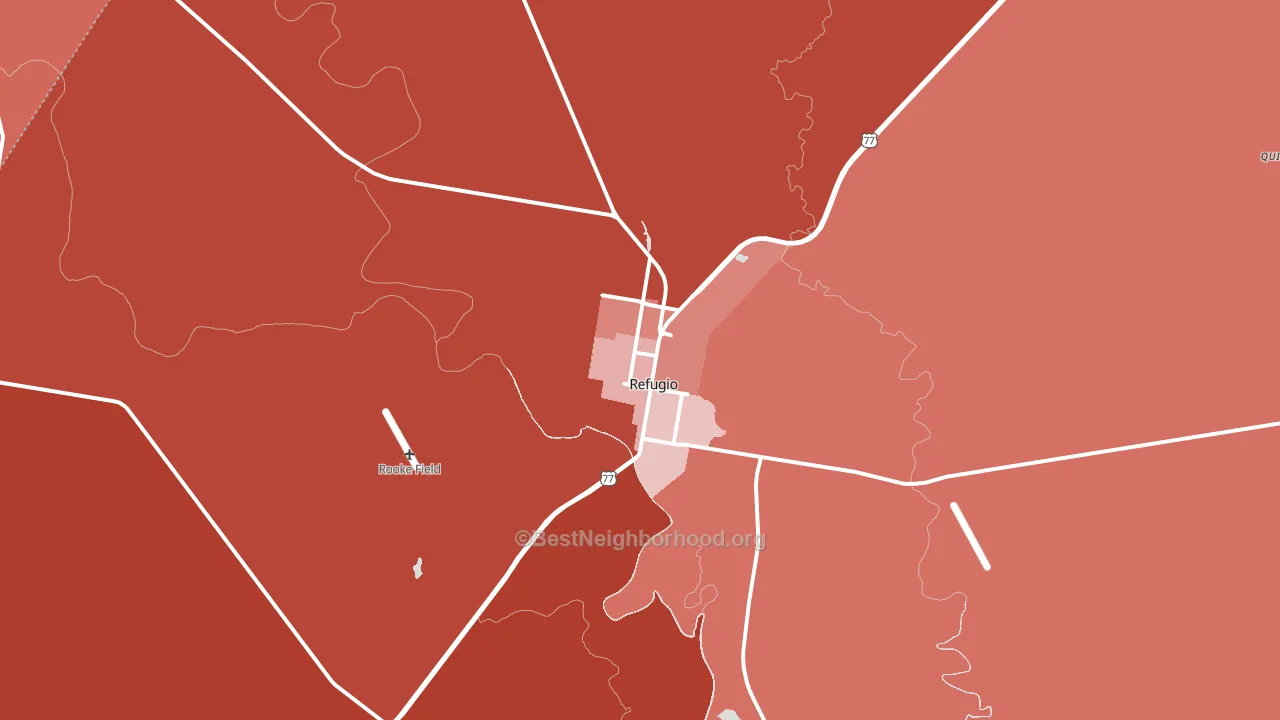 Refugio, TX block-group political-lean map
