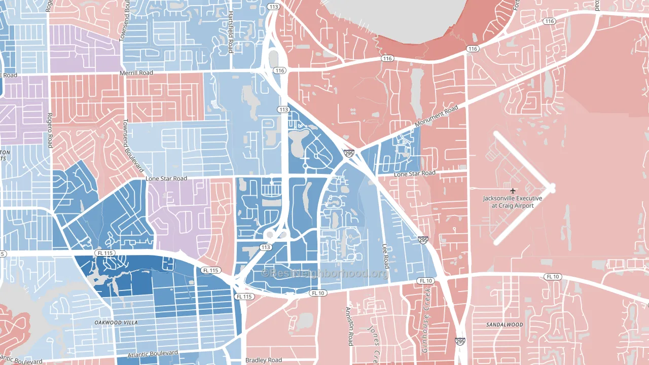 Regency, Jacksonville, FL block-group political-lean map