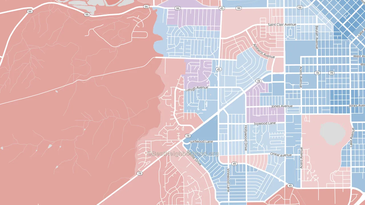 Regency, Pueblo, CO block-group political-lean map