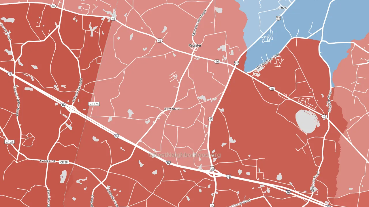 Register, GA block-group political-lean map