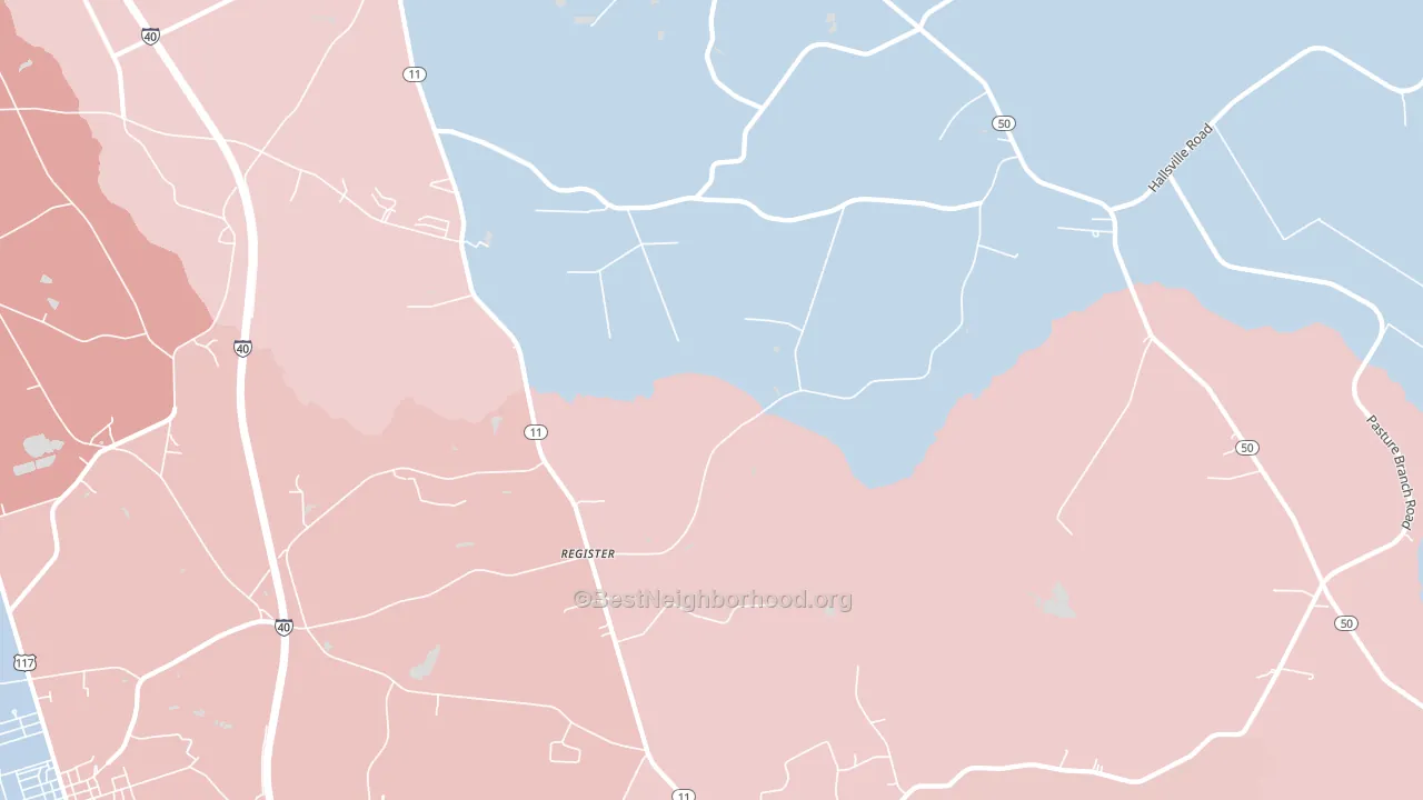 Register, NC block-group political-lean map