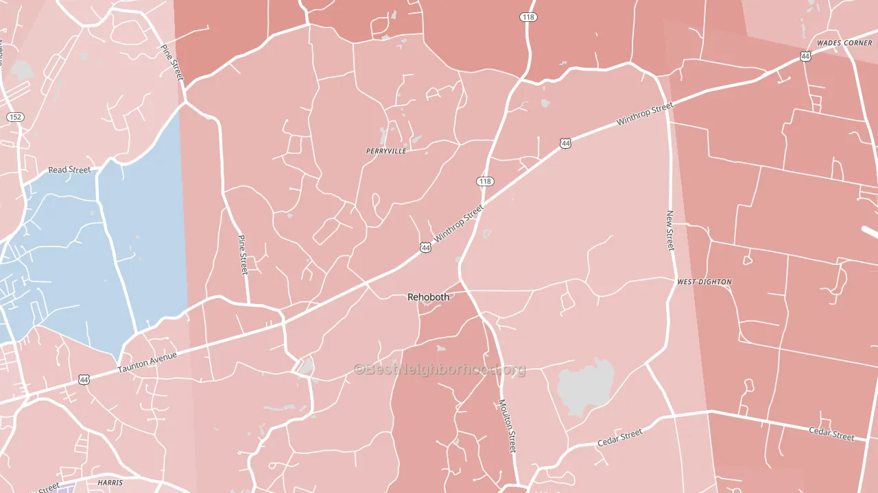 Rehoboth, MA block-group political-lean map