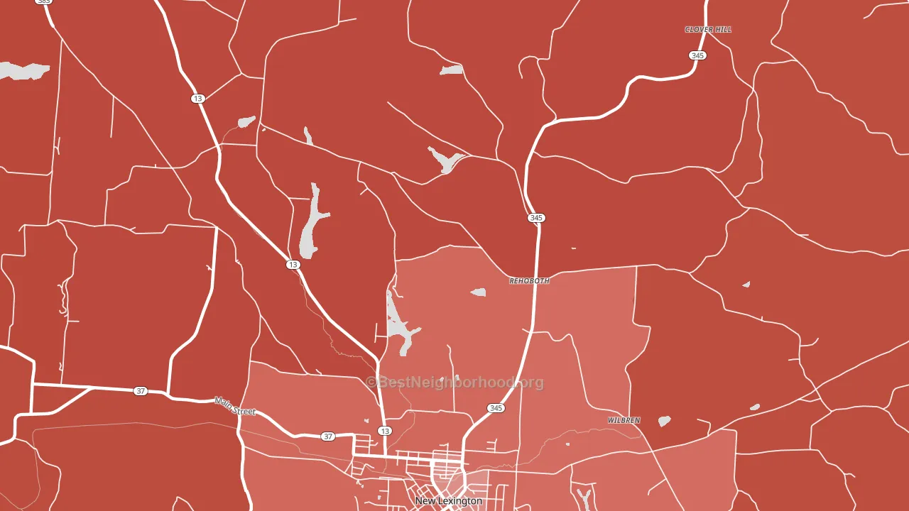 Rehoboth, OH block-group political-lean map