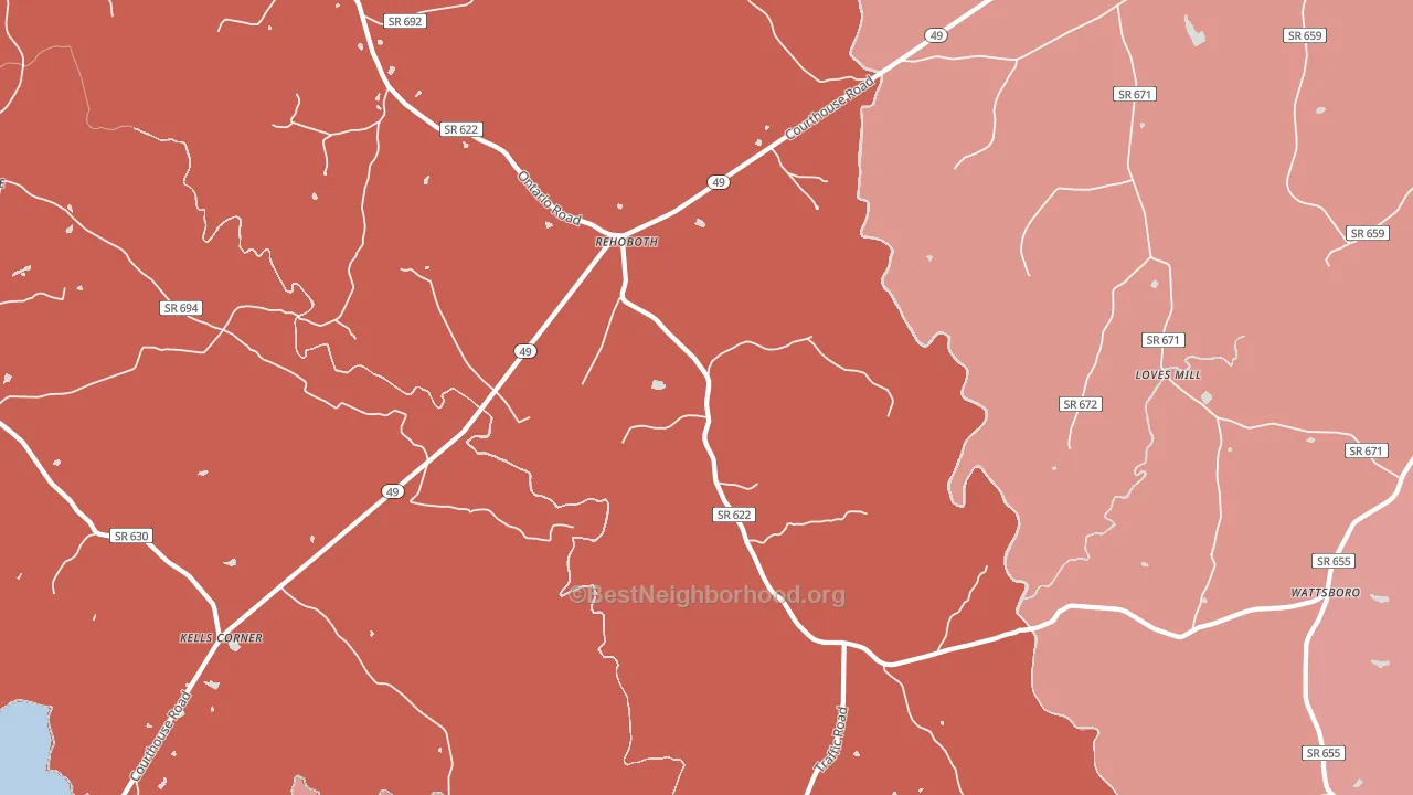 Rehoboth, VA block-group political-lean map