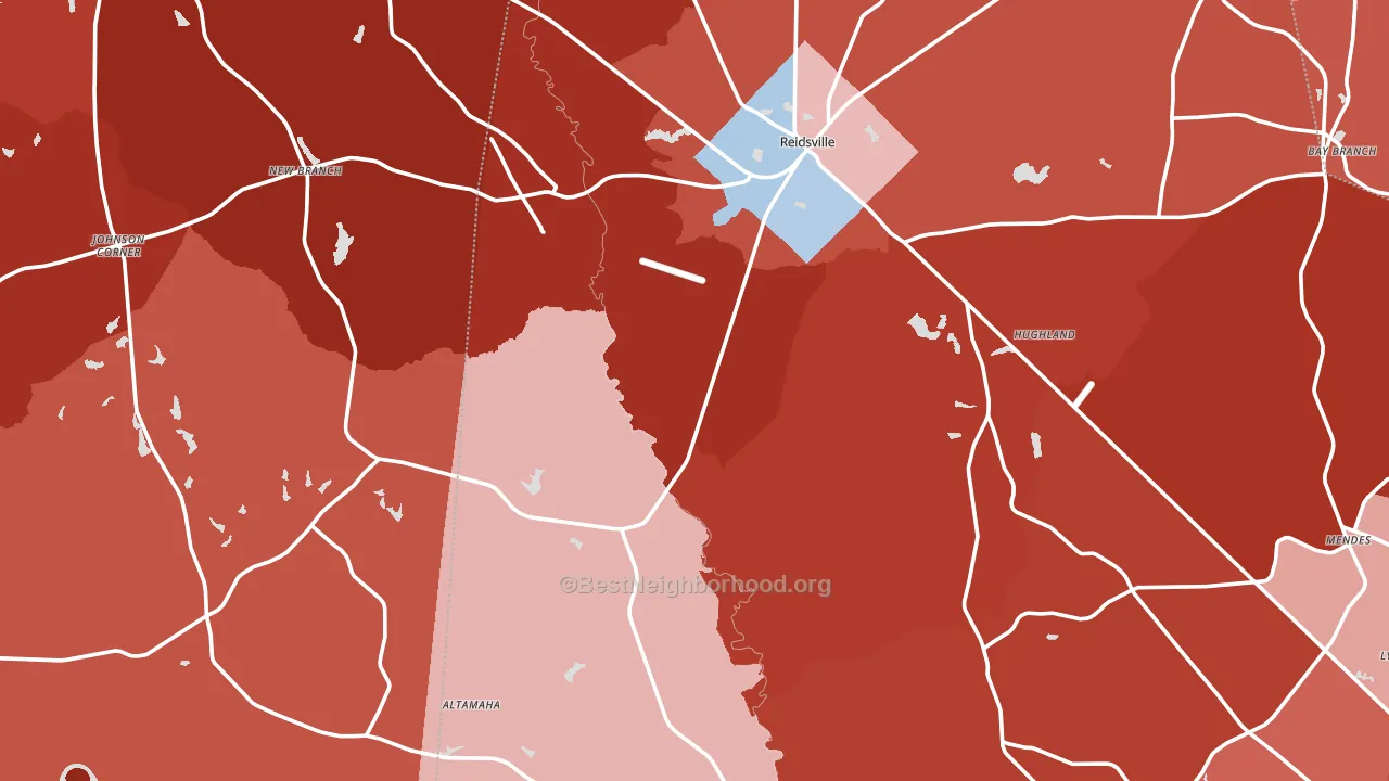 Reidsville, GA block-group political-lean map