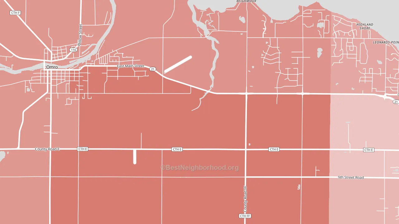 Reighmoor, WI block-group political-lean map