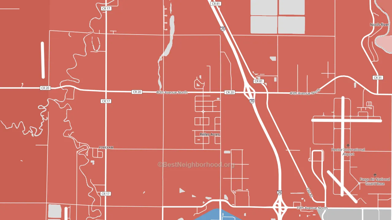 Reiles Acres, ND block-group political-lean map