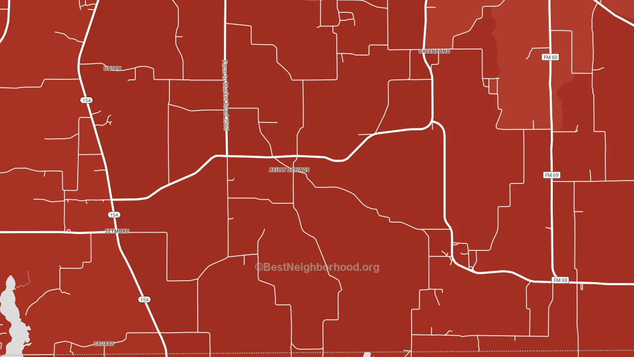 Reilly Springs, TX block-group political-lean map