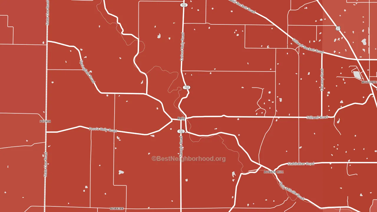Reily, OH block-group political-lean map