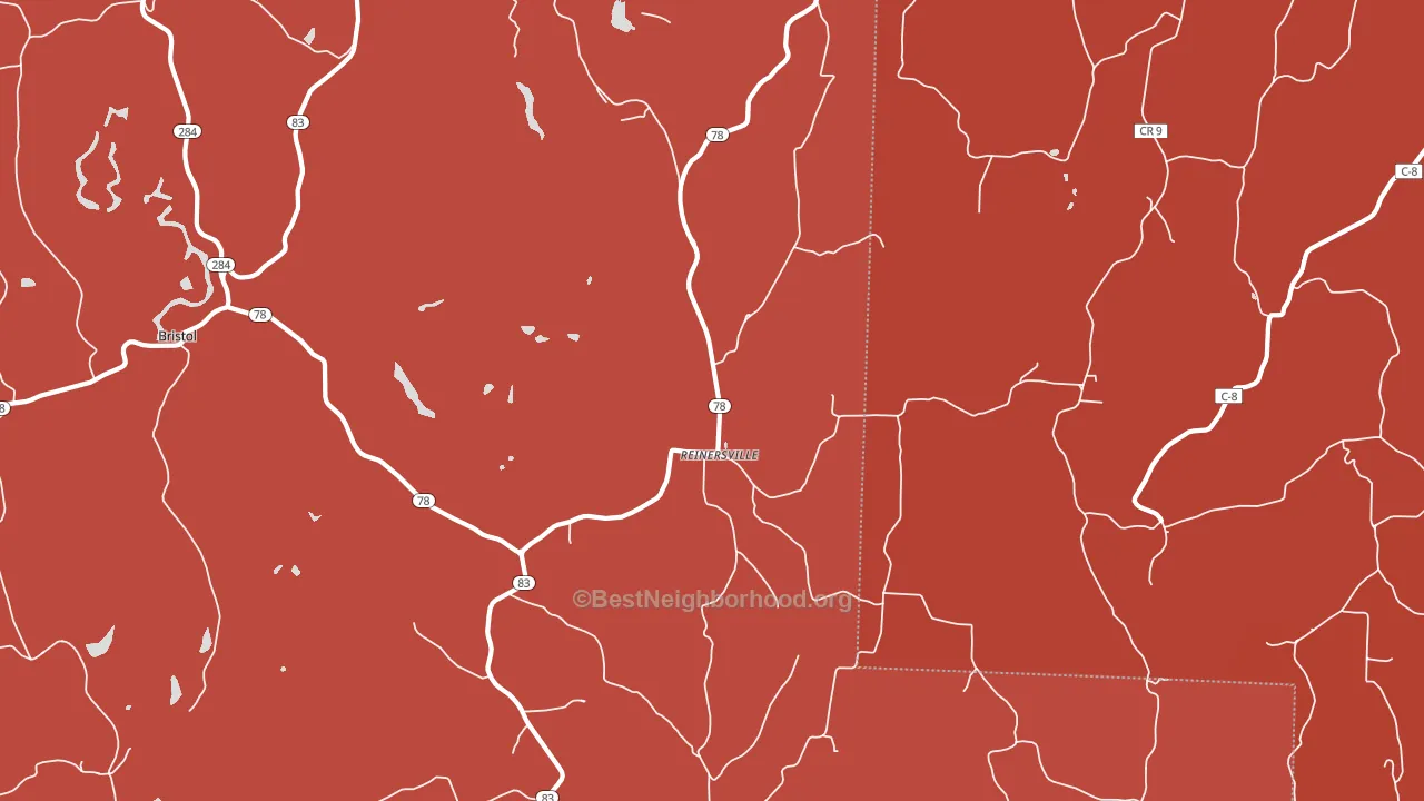 Reinersville, OH block-group political-lean map