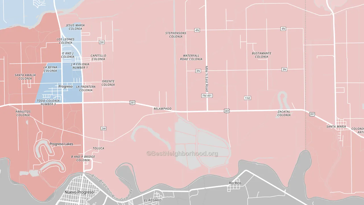 Relampago, TX block-group political-lean map