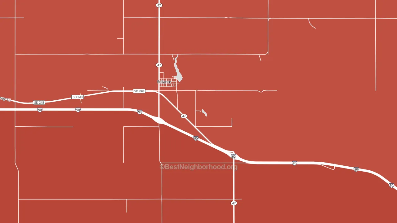 Reliance, SD block-group political-lean map