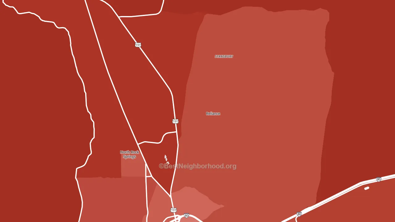 Reliance, WY block-group political-lean map