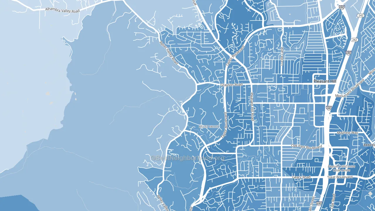 Reliez Valley, CA block-group political-lean map