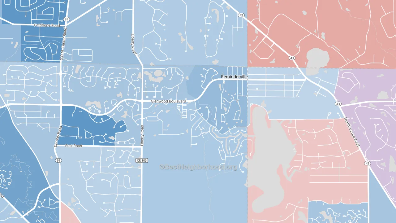 Reminderville, OH block-group political-lean map