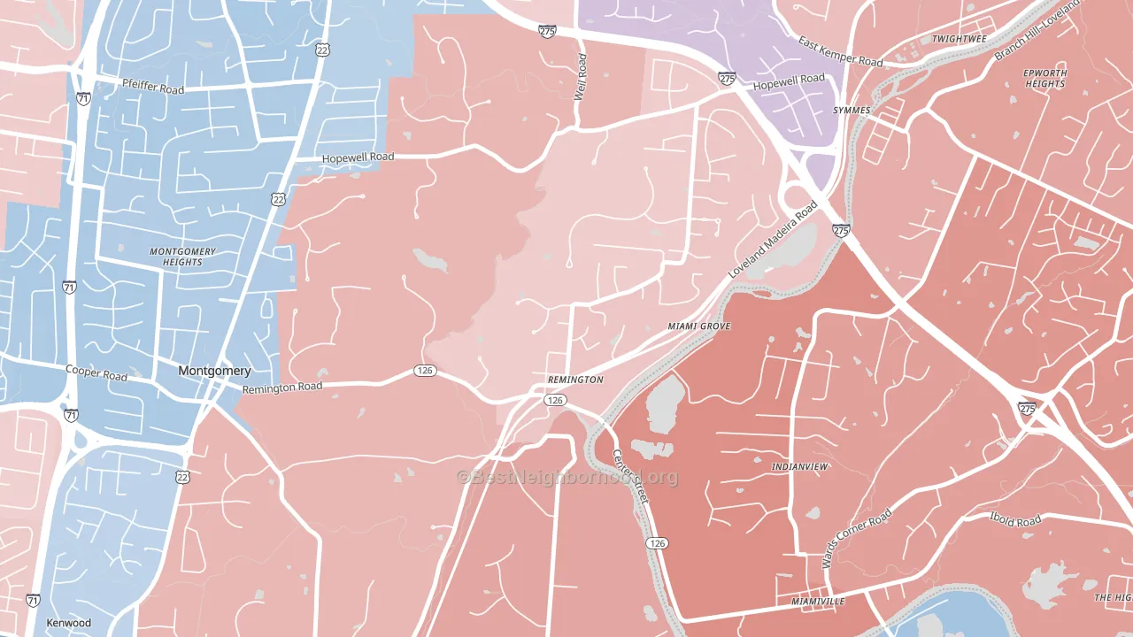 Remington, OH block-group political-lean map
