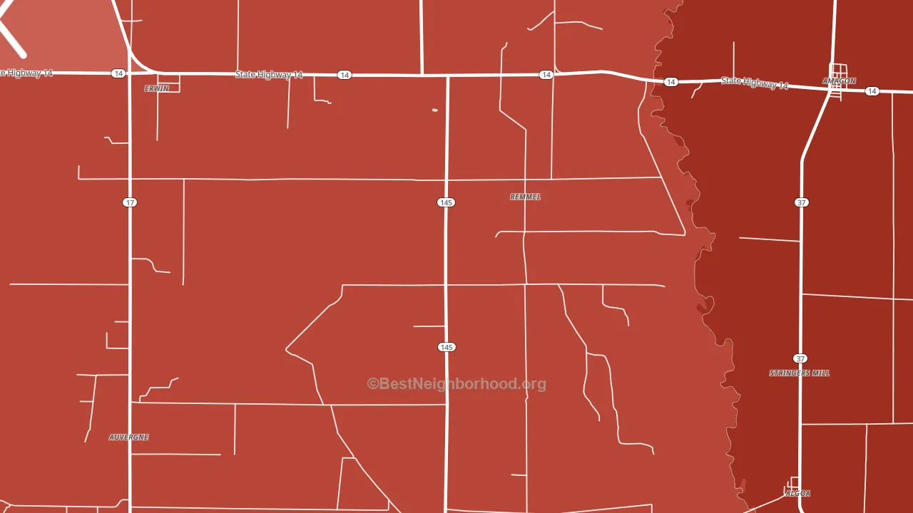 Remmel, AR block-group political-lean map