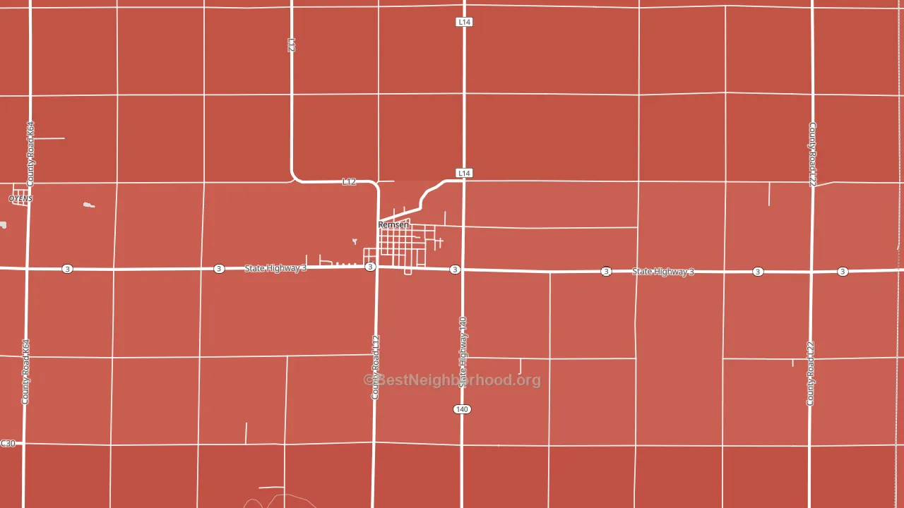 Remsen, IA block-group political-lean map