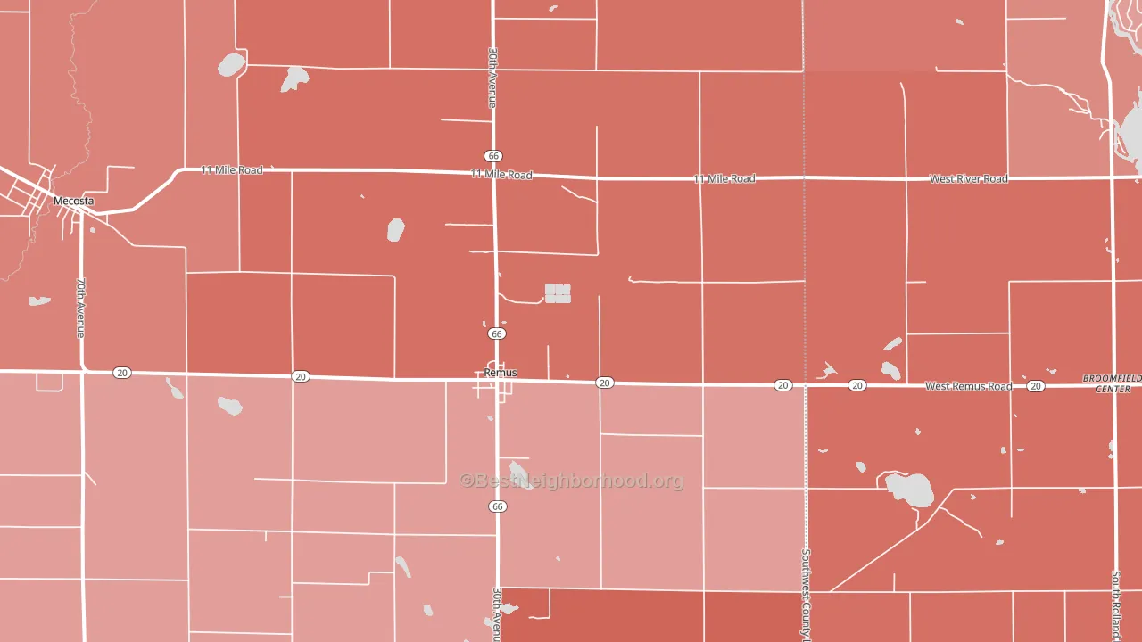 Remus, MI block-group political-lean map