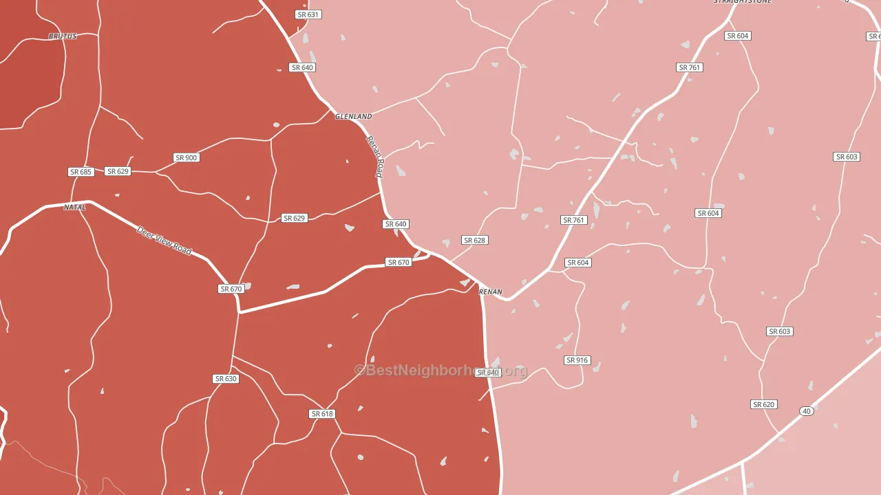 Renan, VA block-group political-lean map