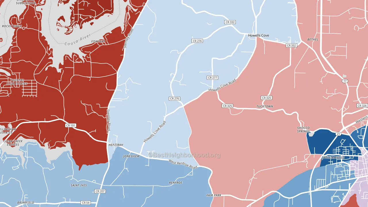 Renfroe, AL block-group political-lean map