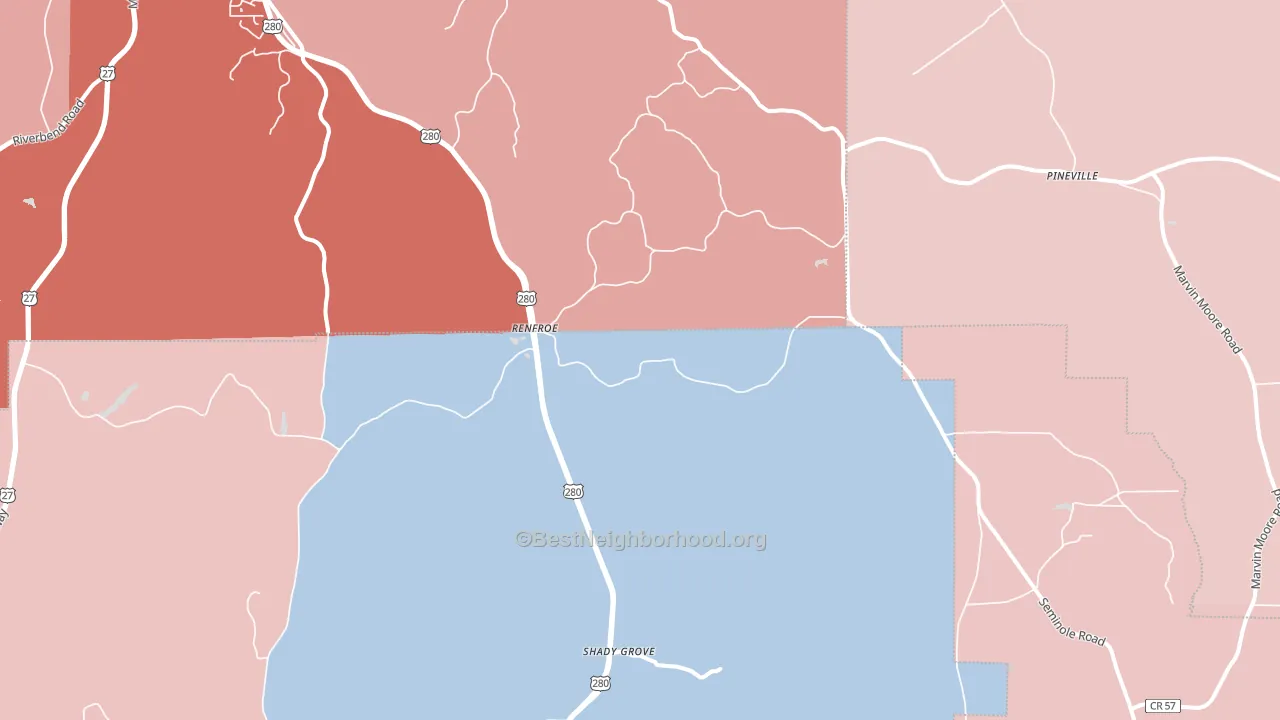 Renfroe, GA block-group political-lean map