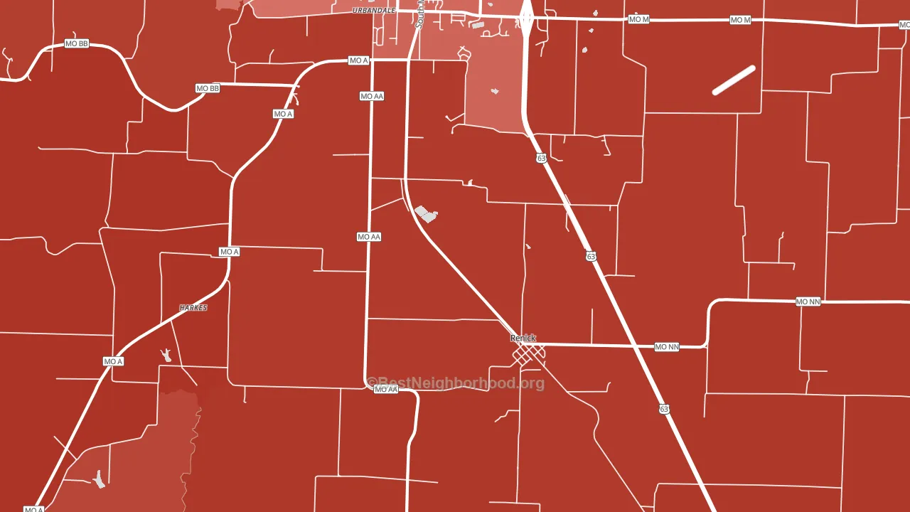 Renick, MO block-group political-lean map