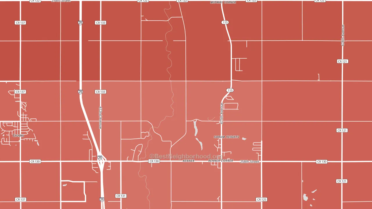 Renner, SD block-group political-lean map