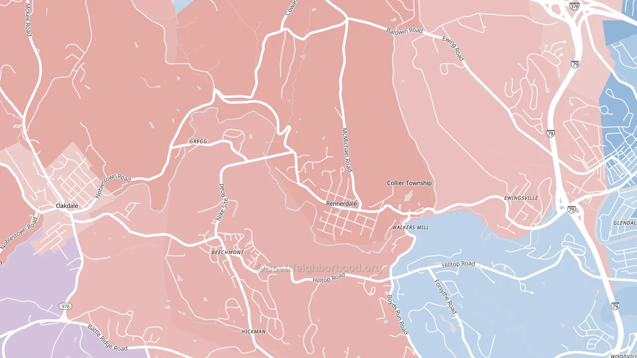Rennerdale, PA block-group political-lean map