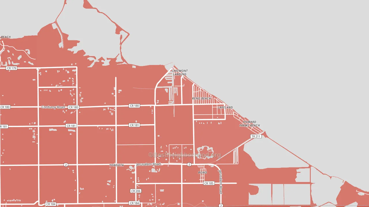 Reno Beach, OH block-group political-lean map