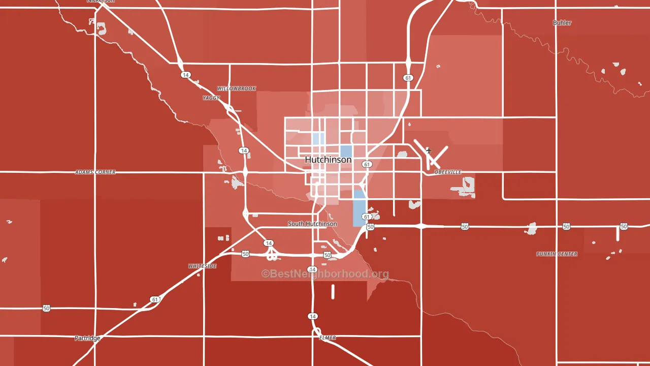 Reno County, KS block-group political-lean map