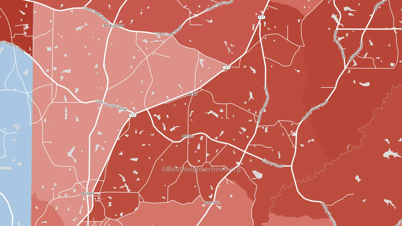 Reno, GA block-group political-lean map