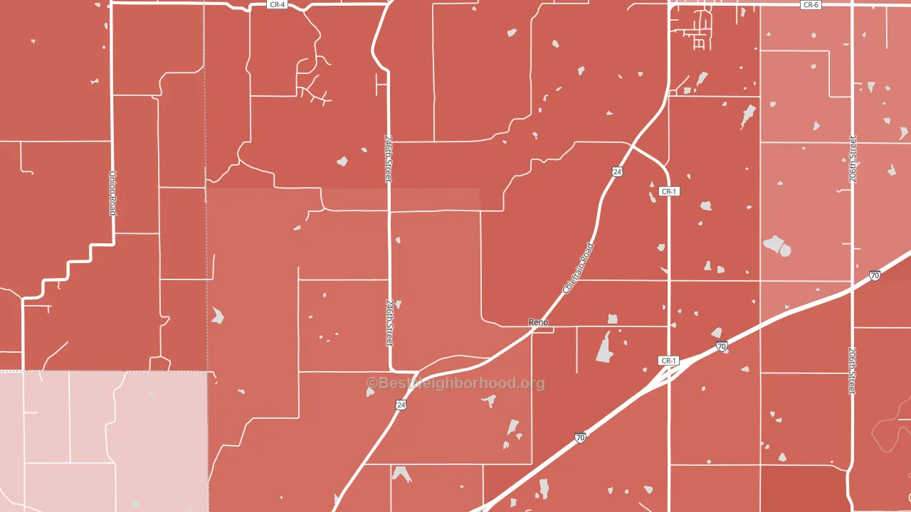 Reno, KS block-group political-lean map