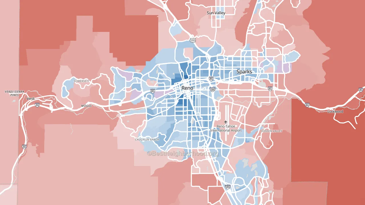 Reno, NV block-group political-lean map