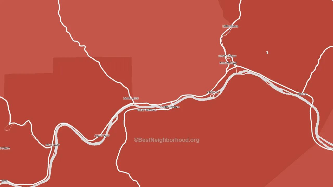 Renovo, PA block-group political-lean map