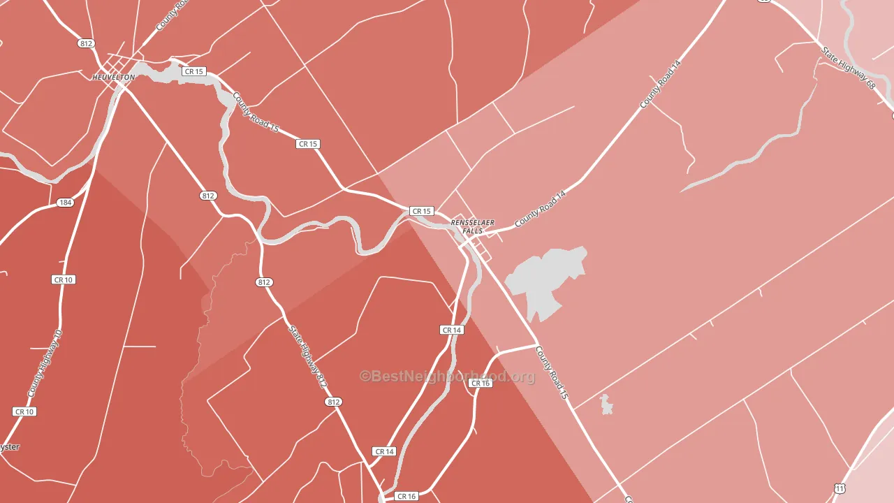 Rensselaer Falls, NY block-group political-lean map