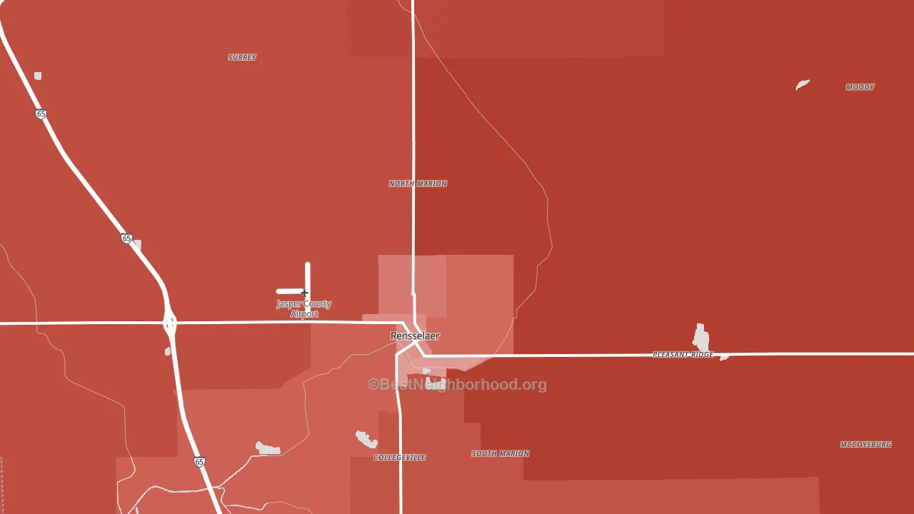 Rensselaer, IN block-group political-lean map